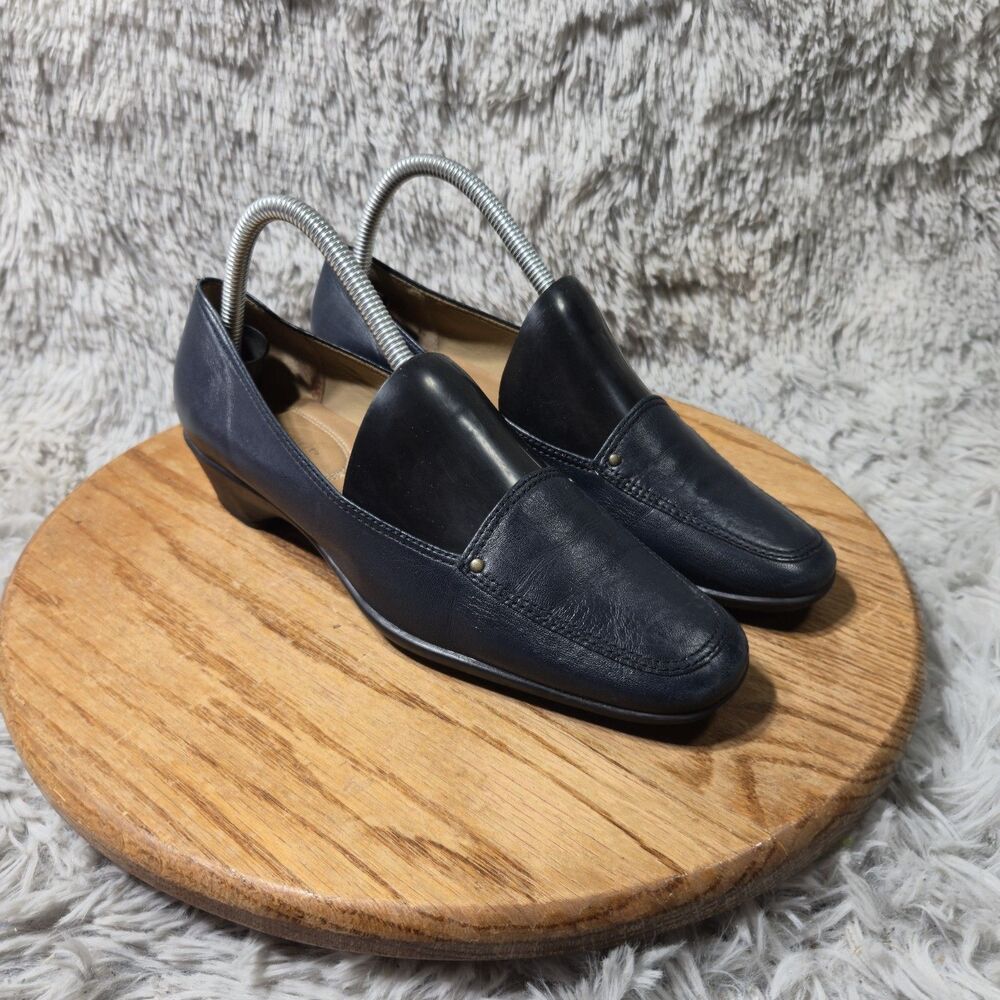 Life Stride Trixie Women Loafers Arch Support Black Soft Block Heels Size 8.5M